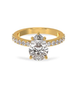 18K Yellow Gold Pear Cut Lab Grown Diamond Engagement Ring 11574