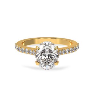 Oval Cut Lab Grown Diamond 18K Gold  Engagement Ring For Women 11579