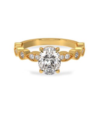 18K Yellow Gold Oval Cut Engagement Ring Lab Grown Diamond Ring For Her 11617