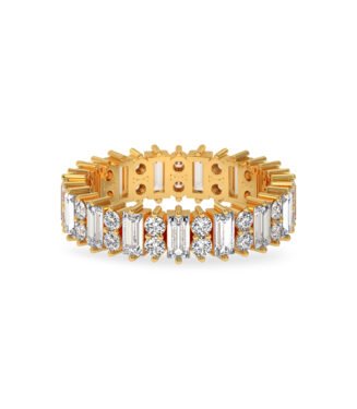 Baguette Lab Grown Diamond Wedding Band 18K Gold Full Eternity Ring 11723