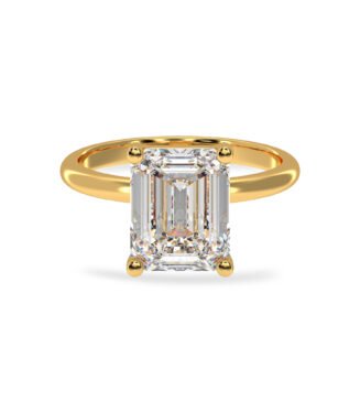 18K Gold Emerald Cut Solitaire Lab Grown Diamond Ring For Women 11911