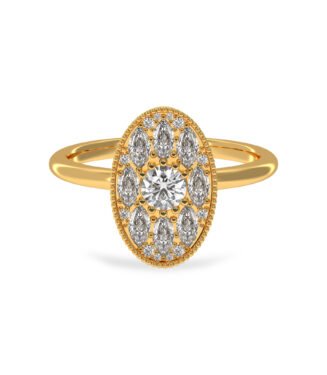 Lab Grown Diamond Cluster Engagement Ring in 18K Solid Gold - 12064