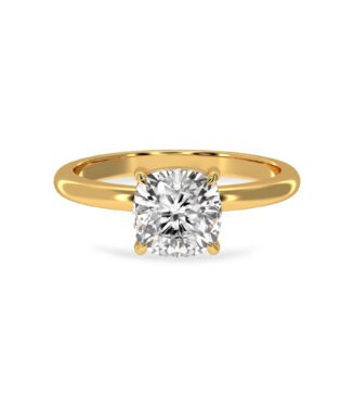 Cushion Shape Lab Grown Diamond Solitaire Engagement Ring in 18K Solid Gold - 12153