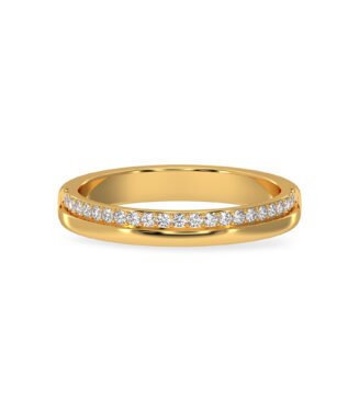 18K Gold Pave set Wedding Band Round Lab Grown Diamond Half Eternity Ring 14018