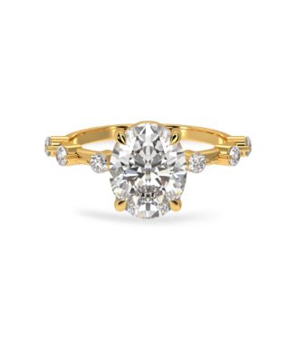Oval Cut Solitaire Lab Diamond 18K Gold Engagement Ring - 14567