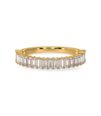 Baguette Half Eternity 18K Gold Lab Diamond Wedding Band- 15051