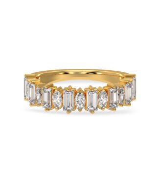 Baguette And Marquise Lab Grown Diamond Half Eternity Ring 18K Gold 16869