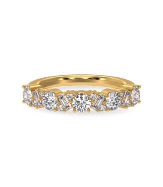 18K Gold Cluster Lab Grown Diamond Wedding Band Women 20548