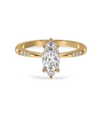 18K Gold Marquise Lab Grown Diamond Ring, Minimalist Engagement Ring - 25100